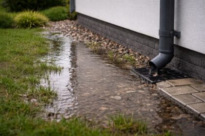 Dlaczego woda stoi przy domu mimo poprawnego spadku terenu
